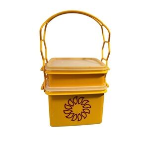 Vintage Tupperware Golden Harvest Sun Container Set, Square, 1674-6